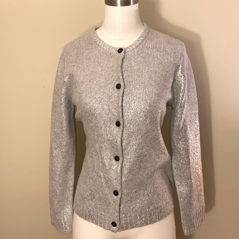 J.Crew Metallic Foil Haley Cashmere Blend Cardigan
